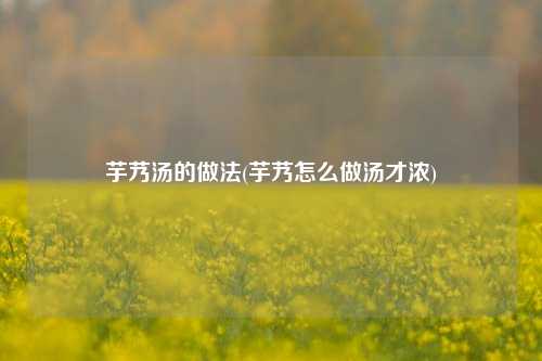 芋艿汤的做法(芋艿怎么做汤才浓)